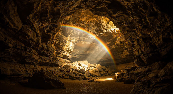 Rainbow Inside A Cave