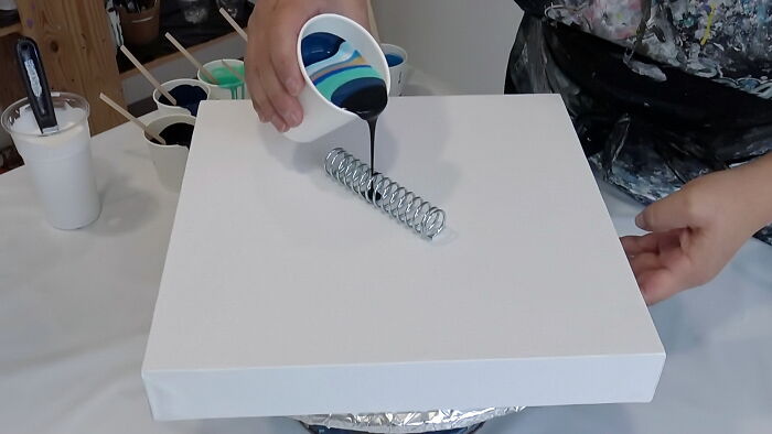 Pouring Paint Over A Spring: Here Are My Fun And Unexpected Fluid Art Experiment