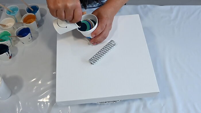 Pouring Paint Over A Spring: Here Are My Fun And Unexpected Fluid Art Experiment