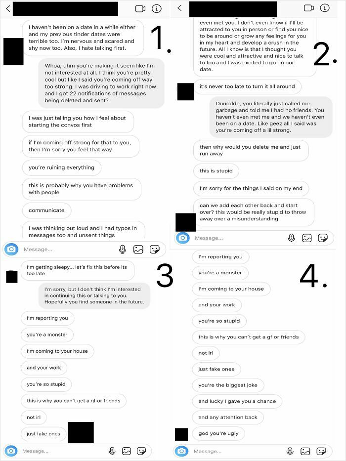 Text message screenshots showing unhinged things women said in conversations, highlighting extreme and emotional exchanges.