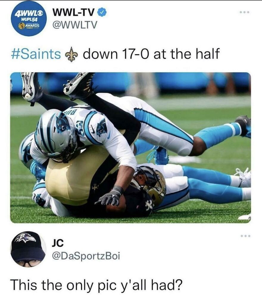 Football players tackling each other on the field capturing moments where people knew exactly what they were doing and still went for it.