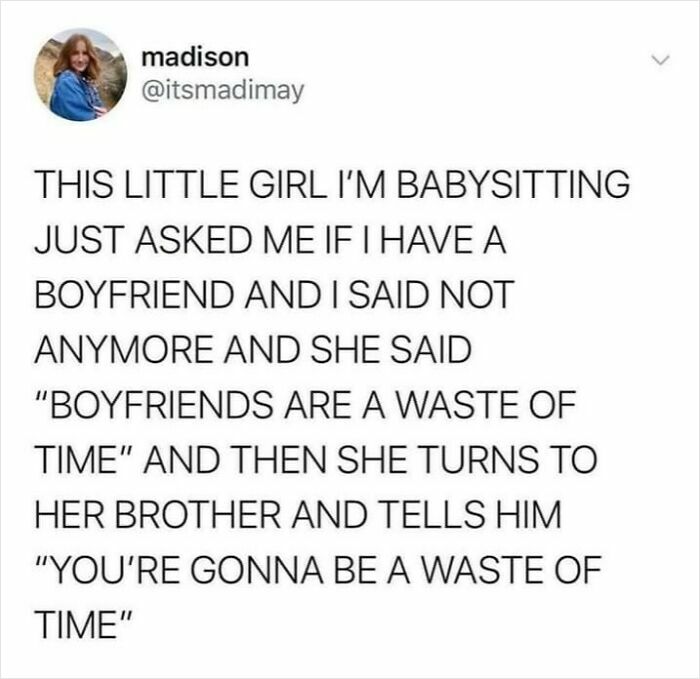 Text post from Fight The Patriarchy page sharing a humorous and truthful meme about relationships and family dynamics.