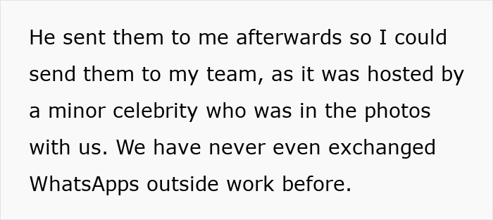 Screenshot of text discussing sending photos involving a boss-wife claim and an innocent worker, denying prior WhatsApp exchanges. Screenshot of text discussing sending photos involving a boss-wife claim and an innocent worker, denying prior WhatsApp exchanges.