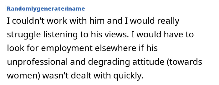 Comment expressing frustration about a religious man pushing beliefs at work, making coworkers fed up. Comment expressing frustration about a religious man pushing beliefs at work, making coworkers fed up.