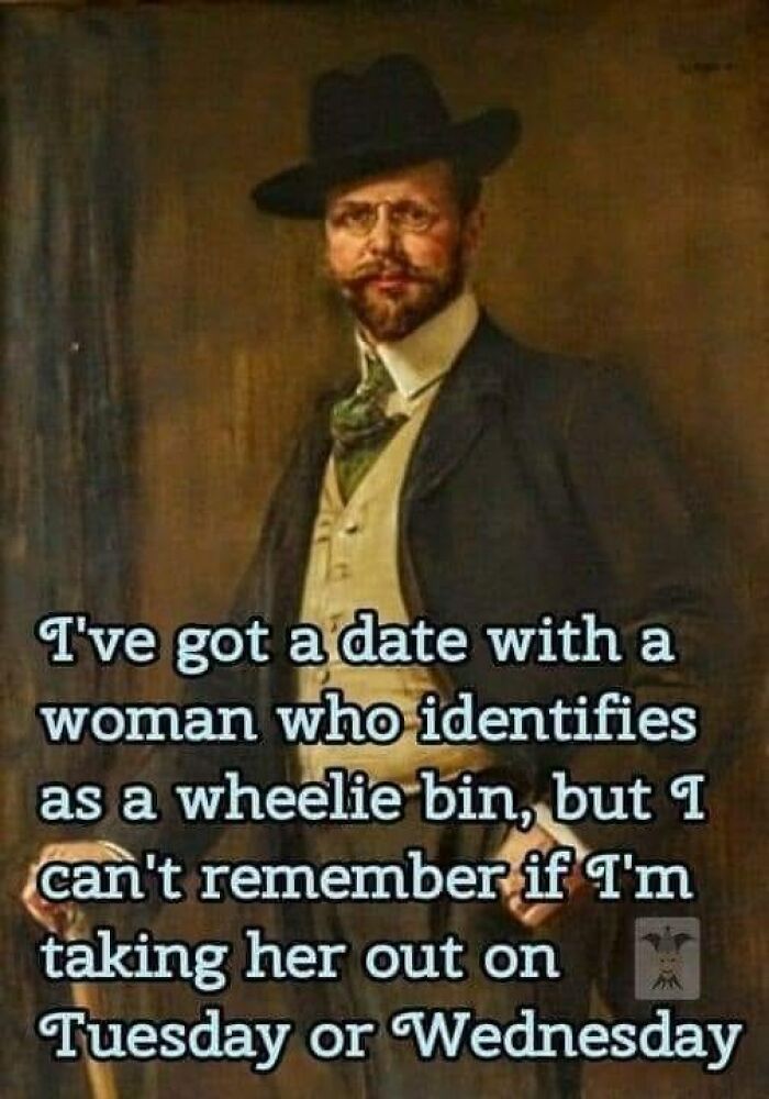 Classical painting of a man in vintage attire with a humorous meme caption, blending classical paintings and funny memes.