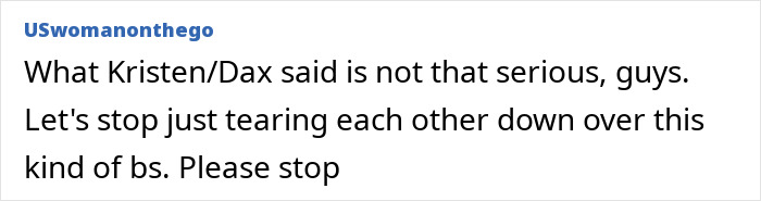 Comment from user criticizing the backlash against Kristen Bell’s triggering post and behavior during online discussion. Comment from user criticizing the backlash against Kristen Bell’s triggering post and behavior during online discussion.