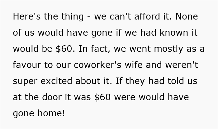 Alt text: People attending a show realizing they were scammed when discovering the event was not free as expected. Alt text: People attending a show realizing they were scammed when discovering the event was not free as expected.