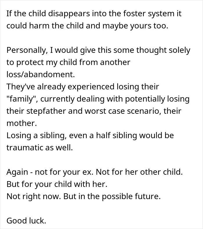 Text discussing the impact on a child when a woman expects help from her ex-husband after leaving him for another man. Text discussing the impact on a child when a woman expects help from her ex-husband after leaving him for another man.