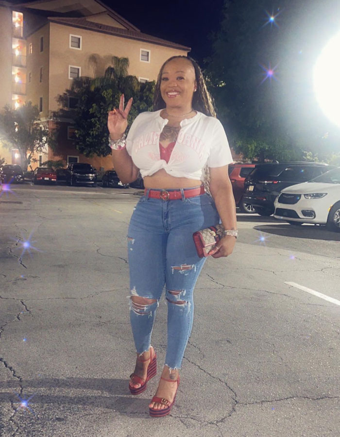 Woman posing in ripped jeans and white shirt at night, linked to unhinged act after breaking into boyfriend’s home incident. Woman posing in ripped jeans and white shirt at night, linked to unhinged act after breaking into boyfriend’s home incident.