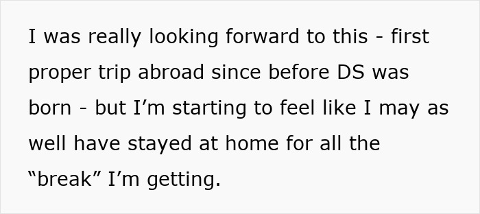 Text expressing a tired mom feeling let down and useless during what was supposed to be a much-needed break. Text expressing a tired mom feeling let down and useless during what was supposed to be a much-needed break.