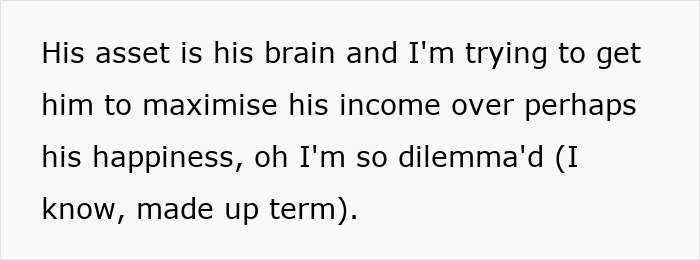 Text excerpt discussing the dilemma between steering a son's career to maximize income versus pursuing dreams. Text excerpt discussing the dilemma between steering a son's career to maximize income versus pursuing dreams.