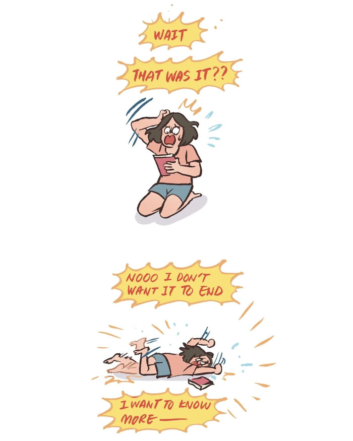 Malaysian artist's relatable drawing of life with her tall, geeky husband in casual, cozy reading moments together.