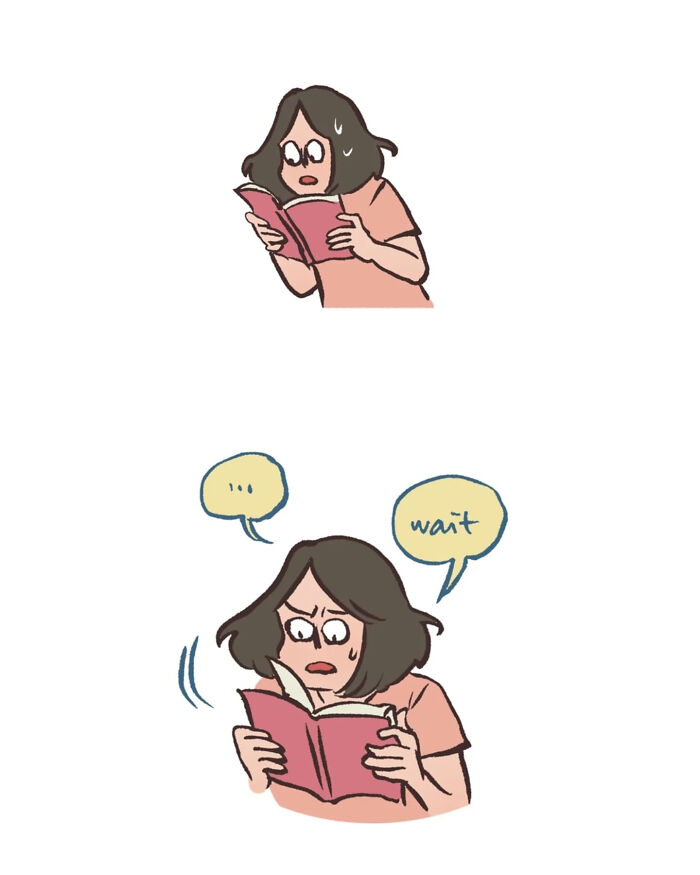 Malaysian artist's relatable drawing of life with her tall, geeky husband in casual, cozy reading moments together.