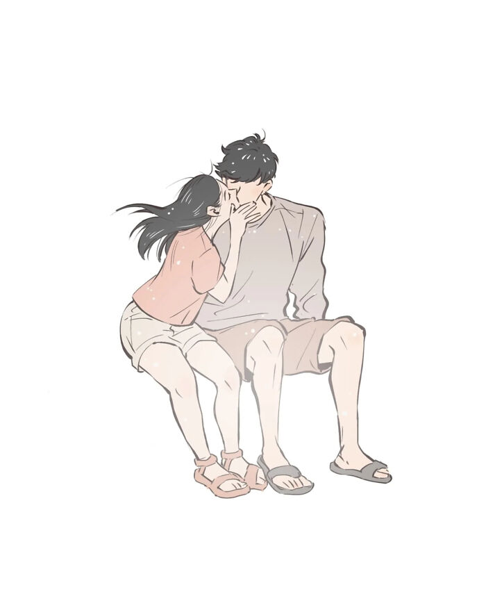 Illustration by Malaysian artist showing a close-up of hands and a woman's face in a relatable comic style.