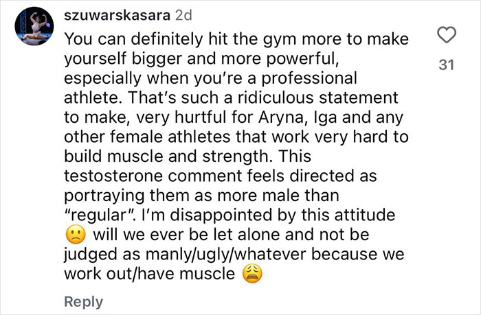 Instagram comment criticizing tennis star’s testosterone remark, sparking uproar and rival’s response with hot bikini pics. Instagram comment criticizing tennis star’s testosterone remark, sparking uproar and rival’s response with hot bikini pics.