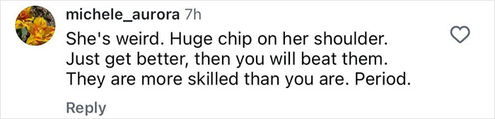 Screenshot of social media comment criticizing a tennis star’s testosterone remark amid rivalry tensions. Screenshot of social media comment criticizing a tennis star’s testosterone remark amid rivalry tensions.