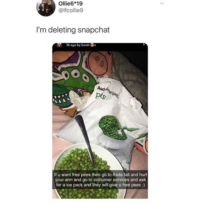 British meme about free peas from Asda with humor, included in unapologetically British posts and memes collection.