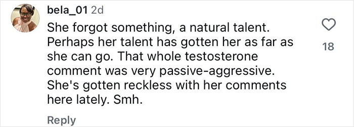 Social media comment reacting to tennis star’s testosterone remark sparking rivalry and controversy online. Social media comment reacting to tennis star’s testosterone remark sparking rivalry and controversy online.