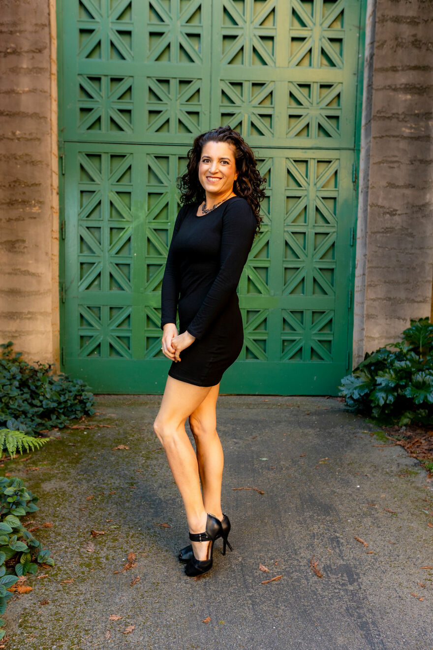 Woman in black dress smiling outdoors near green door, related to woman gets nearly 2000 responses billboard campaign love Woman in black dress smiling outdoors near green door, related to woman gets nearly 2000 responses billboard campaign love