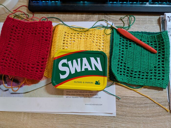 When You Realise That Your Crochet Colours Match Your Accessories Tin (It Has Stitch Markers And Pins In It)