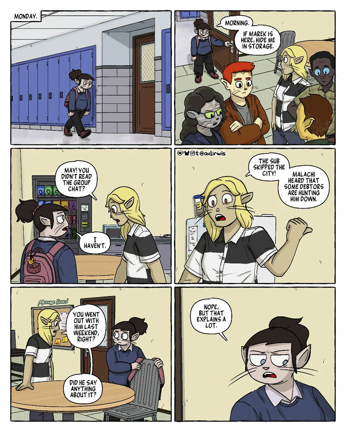 Comic panels showing friends in a chaotic home scene with tense and humorous interactions about shared living.