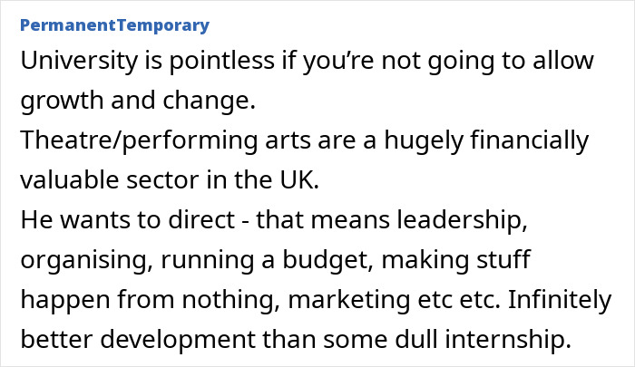 Text excerpt discussing growth, leadership, and career choices related to steer sons career against dreams. Text excerpt discussing growth, leadership, and career choices related to steer sons career against dreams.