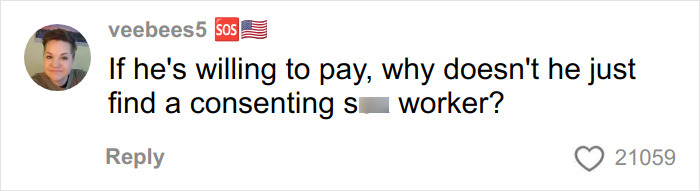 Comment from a social media user reacting to an aesthetician's viral interaction with a man who lied on his booking. Comment from a social media user reacting to an aesthetician's viral interaction with a man who lied on his booking.