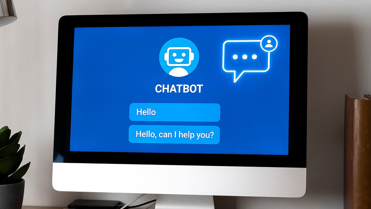Computer screen showing chatbot with hello messages representing people who lost jobs to AI impact.
