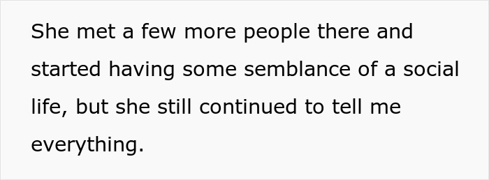 Text excerpt showing a woman starting a social life while sharing everything, related to open marriage regrets. Text excerpt showing a woman starting a social life while sharing everything, related to open marriage regrets.