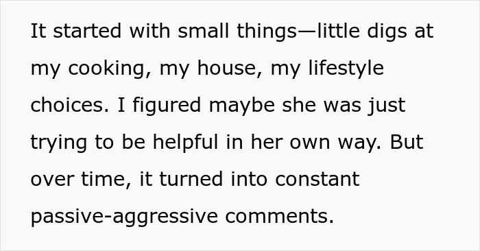 Text excerpt describing passive-aggressive behavior from a rude MIL leading to a DIL cutting her off. Text excerpt describing passive-aggressive behavior from a rude MIL leading to a DIL cutting her off.