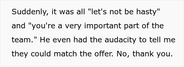 Text showing a conversation about being a valued team member before losing a big client due to an easily replaceable employee. Text showing a conversation about being a valued team member before losing a big client due to an easily replaceable employee.