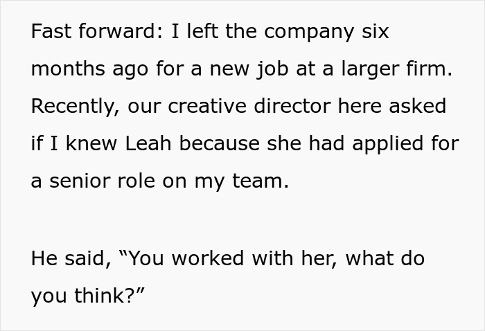 Colleague Swoops In To Take Credit For Woman’s Hard Work, Woman Gets Ice-Cold Revenge 6 Months Later Colleague Swoops In To Take Credit For Woman’s Hard Work, Woman Gets Ice-Cold Revenge 6 Months Later
