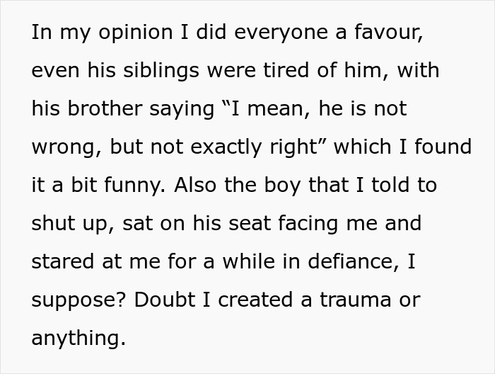 Text excerpt discussing a man telling a disruptive kid on a plane to shut up, upsetting the mom. Text excerpt discussing a man telling a disruptive kid on a plane to shut up, upsetting the mom.