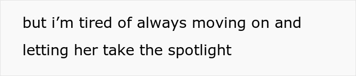 Text on screen showing frustration about moving on and someone taking the spotlight during a teen celebration. Text on screen showing frustration about moving on and someone taking the spotlight during a teen celebration.