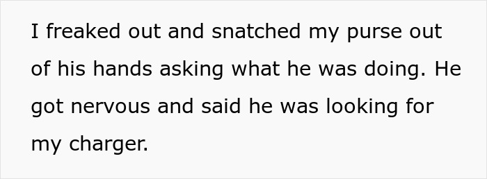 Text describing a woman’s reaction after a coworker snoops around in her purse and gets in trouble for it. Text describing a woman’s reaction after a coworker snoops around in her purse and gets in trouble for it.