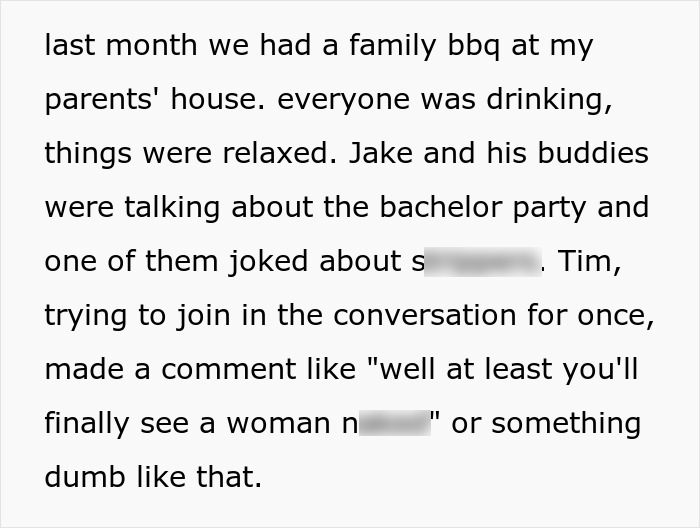 Text describing a man mocking his brother-in-law at a family BBQ, leading to uninviting him from the wedding. Text describing a man mocking his brother-in-law at a family BBQ, leading to uninviting him from the wedding.