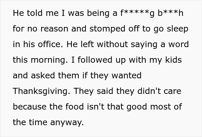 Woman upset as husband assumed she planned Thanksgiving, causing tension and confusion over holiday expectations. Woman upset as husband assumed she planned Thanksgiving, causing tension and confusion over holiday expectations.