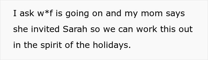 Man runs out the window after his mom’s attempt to reconcile him and his ex fiancée during a tense holiday conversation. Man runs out the window after his mom’s attempt to reconcile him and his ex fiancée during a tense holiday conversation.