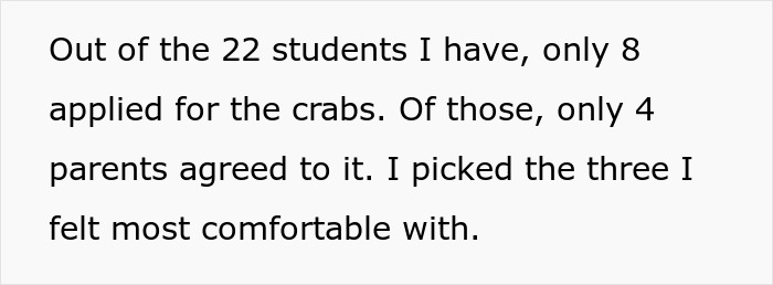 Teacher gives kids hermit crabs as pets in classroom setting, sparking parent backlash after one crab dies. Teacher gives kids hermit crabs as pets in classroom setting, sparking parent backlash after one crab dies.
