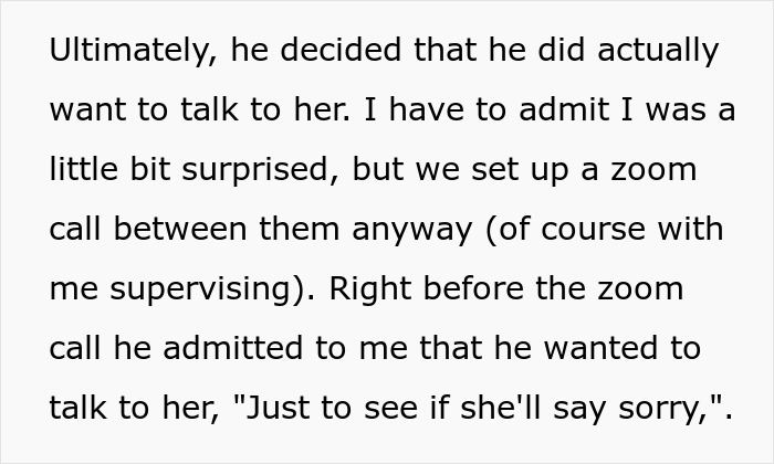 Text on screen about setting up a supervised zoom call as kids don’t want to see their ex-con mom. Text on screen about setting up a supervised zoom call as kids don’t want to see their ex-con mom.