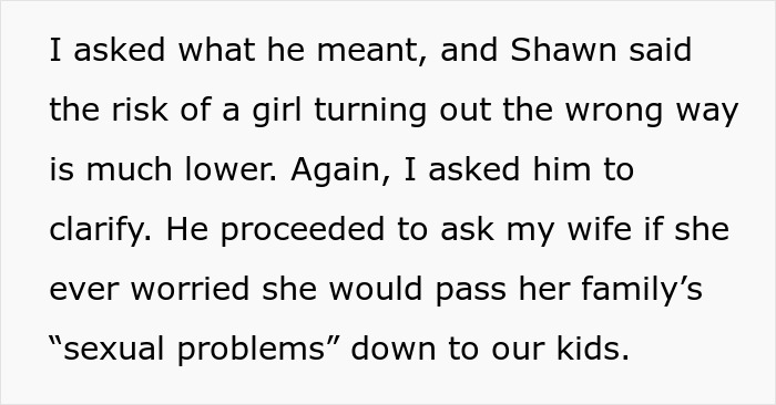 Text excerpt discussing a man’s controversial theory causing distress and leading to a Thanksgiving ban.