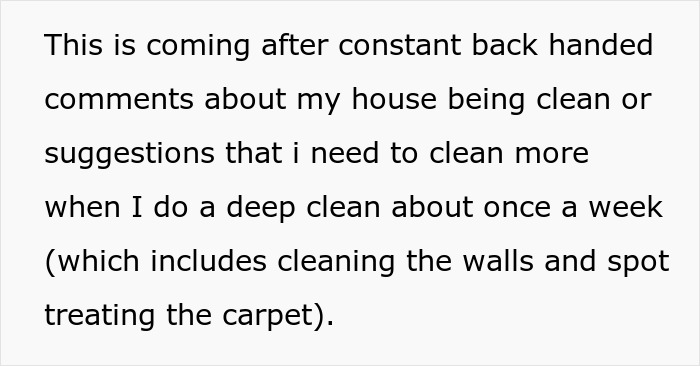 Text excerpt about an exhausted mom facing criticism for not having a spotless house and involving her kids in the cleanup. Text excerpt about an exhausted mom facing criticism for not having a spotless house and involving her kids in the cleanup.