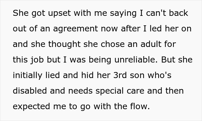 Babysitter shocked to discover hidden disabled third child, quits immediately after learning about special care needs. Babysitter shocked to discover hidden disabled third child, quits immediately after learning about special care needs.