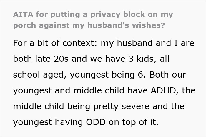 Mom of 3 using privacy sheet to block talkative neighbors on porch, husband disagrees, calling her actions rude. Mom of 3 using privacy sheet to block talkative neighbors on porch, husband disagrees, calling her actions rude.