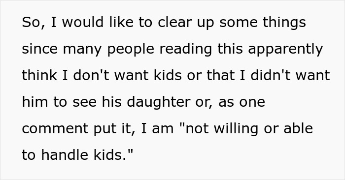 Text excerpt explaining a woman’s perspective on dating men with kids and clarifying misconceptions about her feelings. Text excerpt explaining a woman’s perspective on dating men with kids and clarifying misconceptions about her feelings.