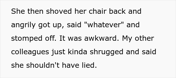 Text excerpt from a story about a woman embarrassing a new colleague by speaking a language she falsely claimed to know well. Text excerpt from a story about a woman embarrassing a new colleague by speaking a language she falsely claimed to know well.