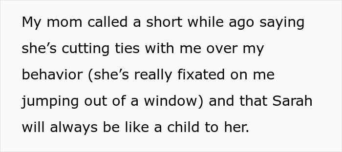 Alt text: Guy runs out the window after his mom’s attempt to reconcile him and his ex-fiancé causes conflict. Alt text: Guy runs out the window after his mom’s attempt to reconcile him and his ex-fiancé causes conflict.