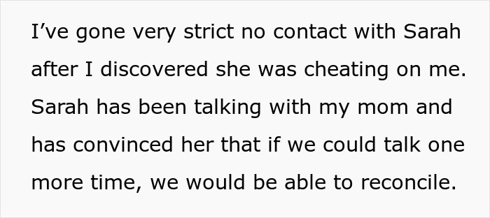 Man runs out the window after his mom’s attempt to reconcile him and his ex-fiancé causes tension.