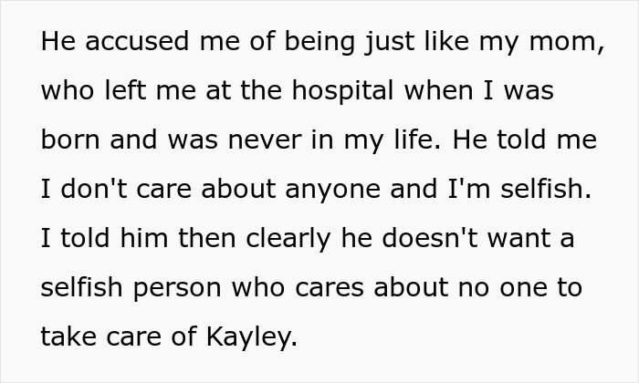 Text discussing a 19-year-old refusing the role of caregiver for disabled stepsister, causing family conflict. Text discussing a 19-year-old refusing the role of caregiver for disabled stepsister, causing family conflict.