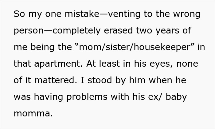 Text excerpt showing a sister venting about a useless bro and the emotional impact of the situation. Text excerpt showing a sister venting about a useless bro and the emotional impact of the situation.